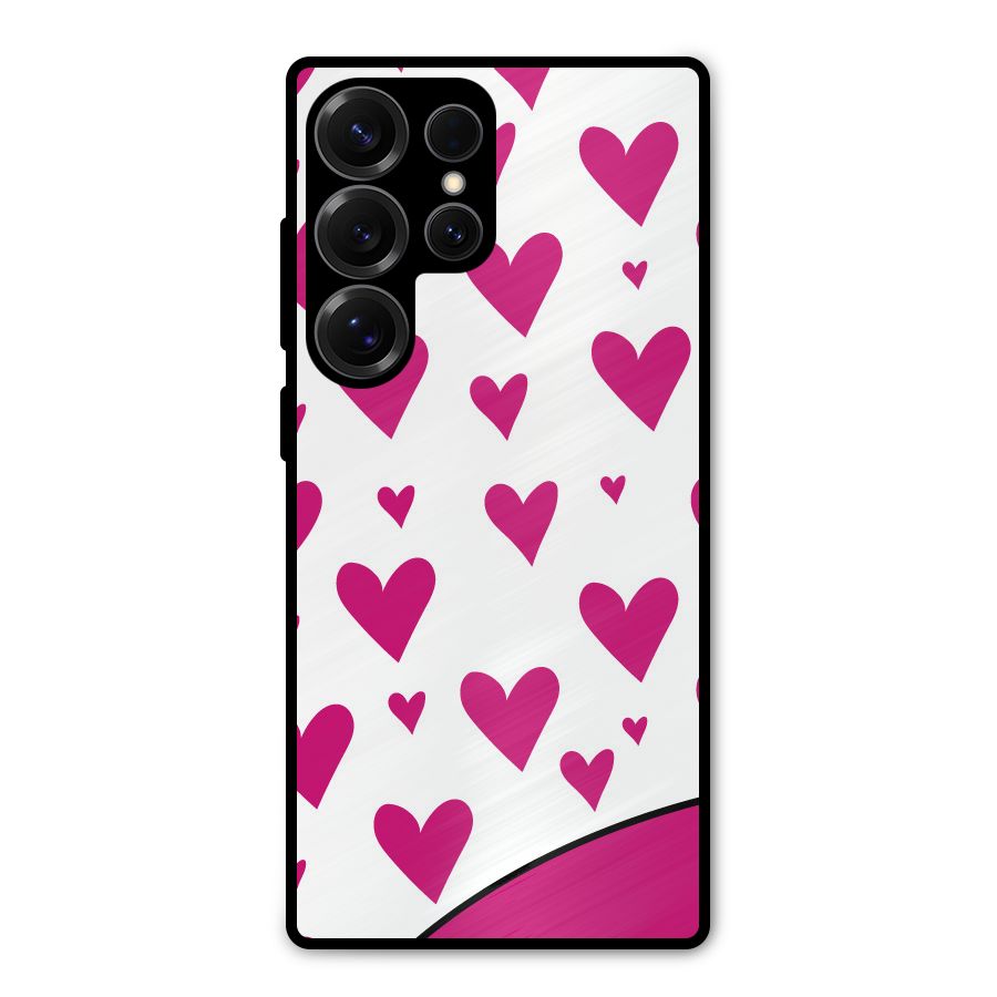 Romantic Couples with Hearts Metal Back Case for Galaxy S25 Ultra