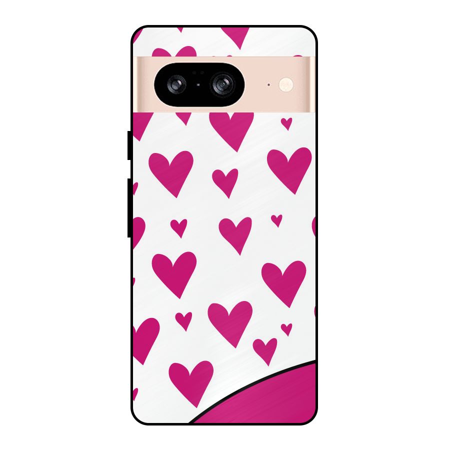 Romantic Couples with Hearts Metal Back Case for Google Pixel 8