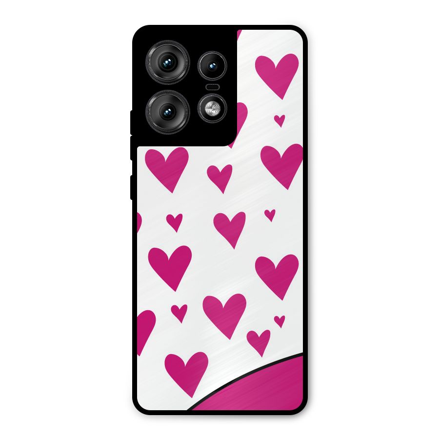 Romantic Couples with Hearts Metal Back Case for Motorola Edge 50 Pro