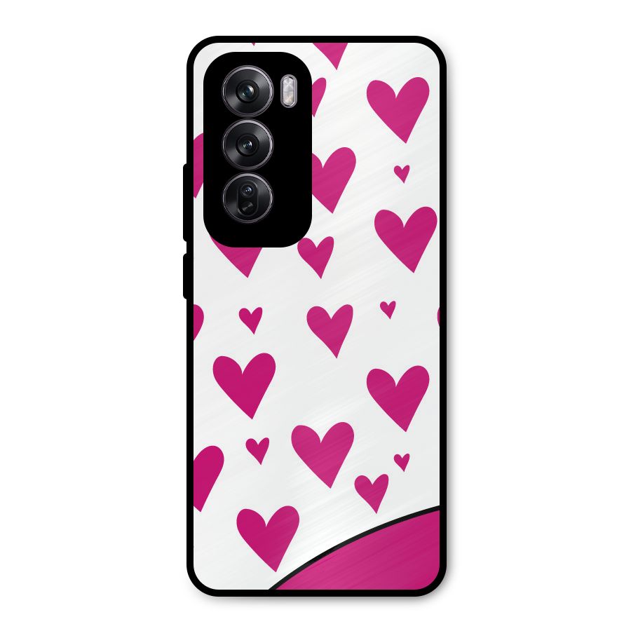 Romantic Couples with Hearts Metal Back Case for Oppo Reno12 Pro
