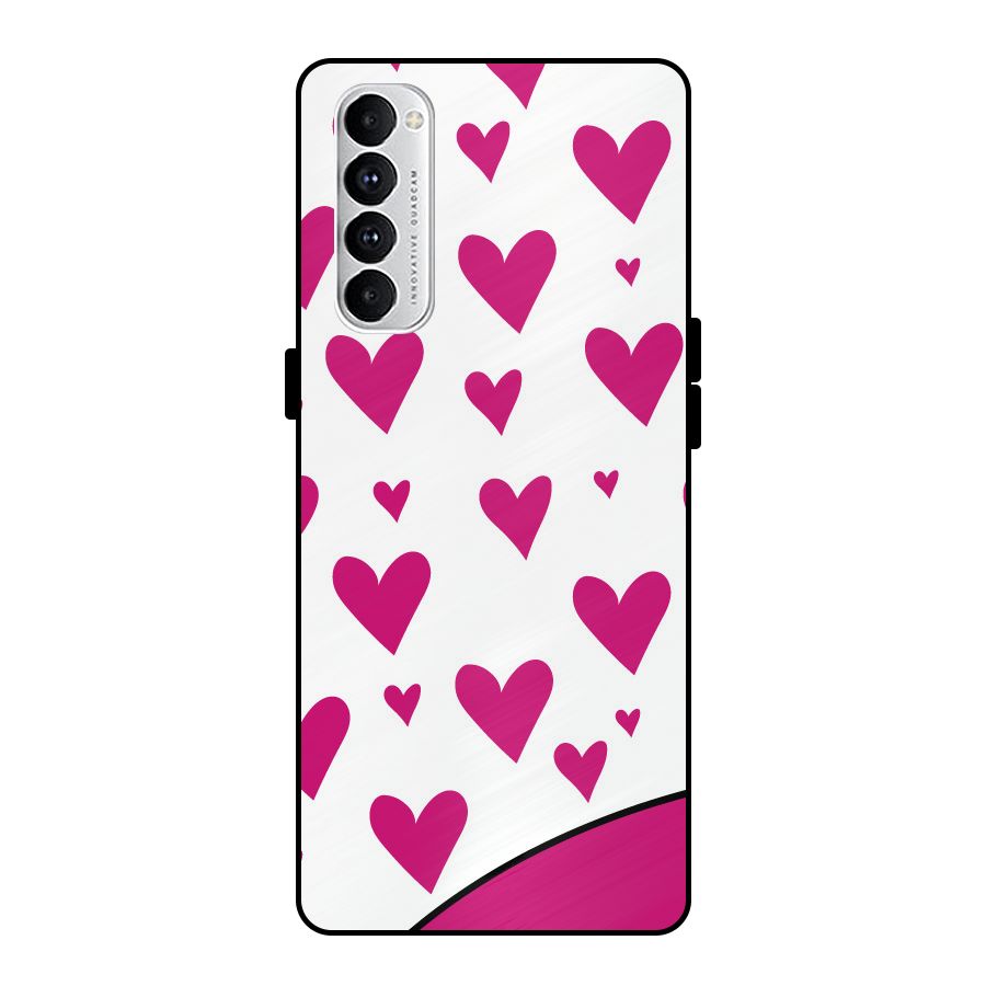 Romantic Couples with Hearts Metal Back Case for Oppo Reno4 Pro