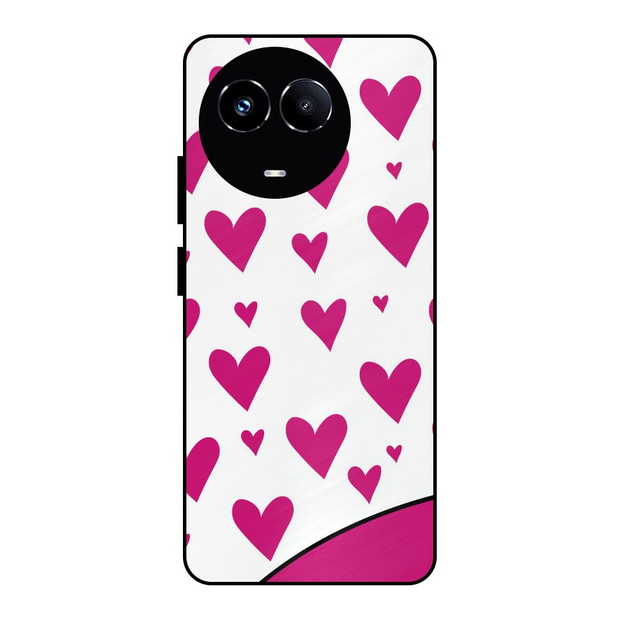 Romantic Couples with Hearts Metal Back Case for Realme 11 5G