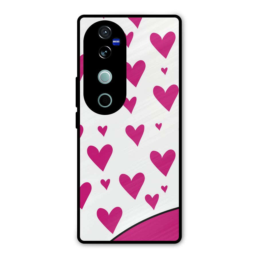 Romantic Couples with Hearts Metal Back Case for Vivo V40 Pro