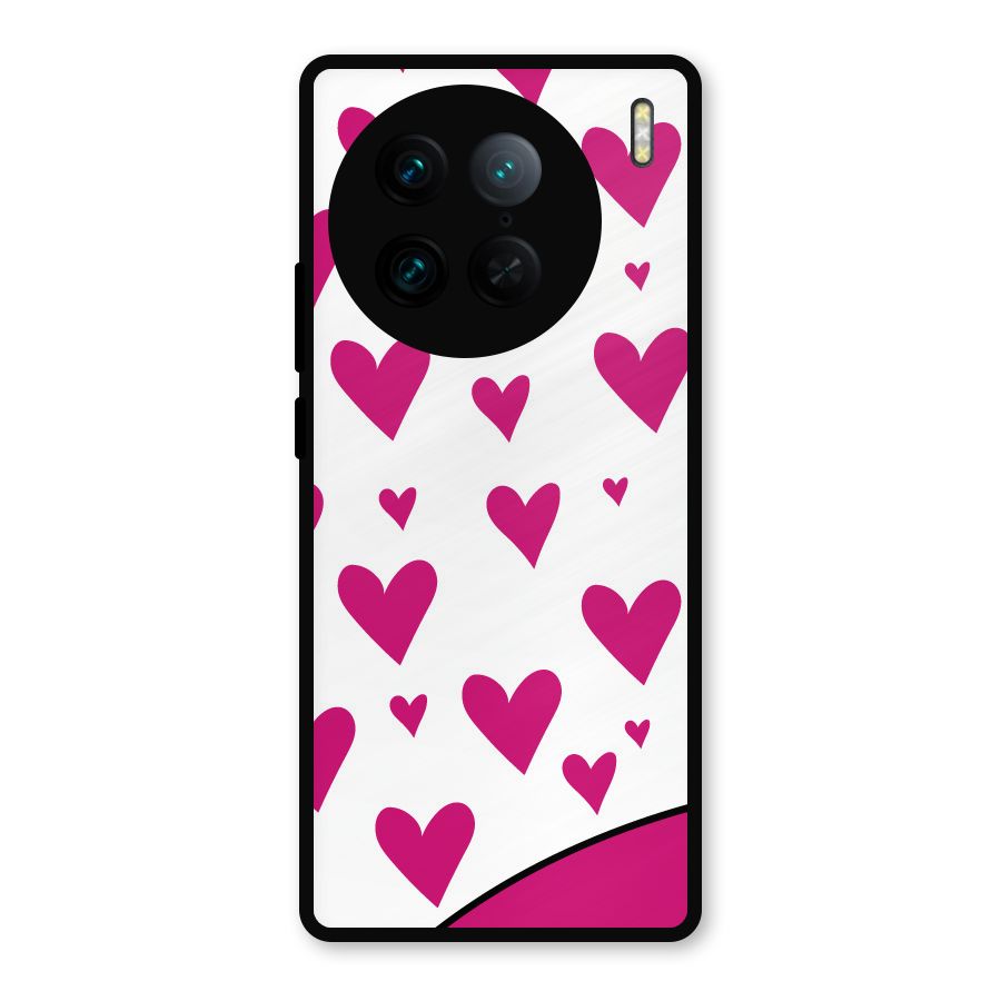 Romantic Couples with Hearts Metal Back Case for Vivo X90 Pro