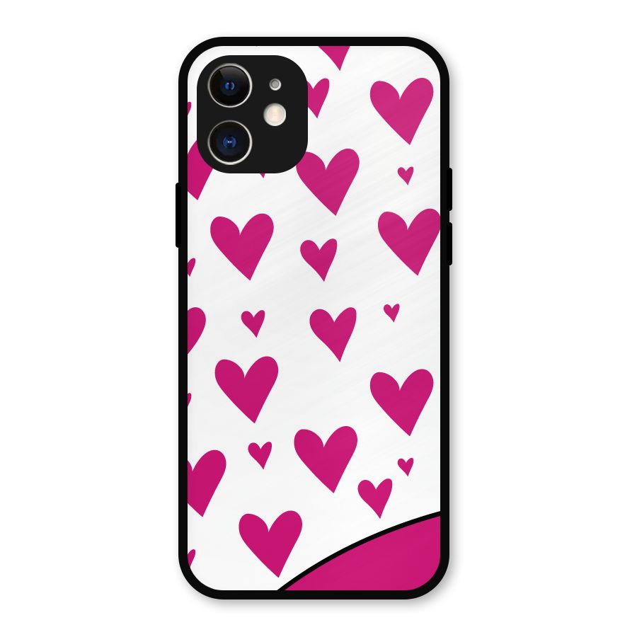 Romantic Couples with Hearts Metal Back Case for iPhone 12