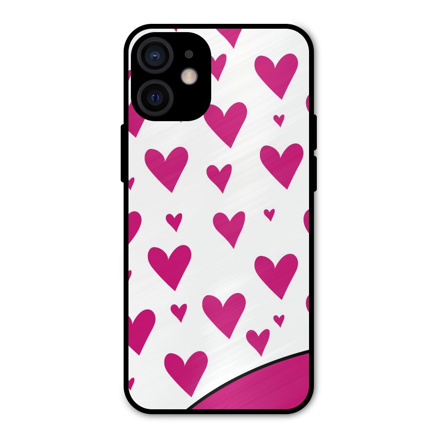 Romantic Couples with Hearts Metal Back Case for iPhone 12 Mini