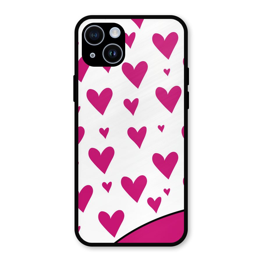 Romantic Couples with Hearts Metal Back Case for iPhone 14