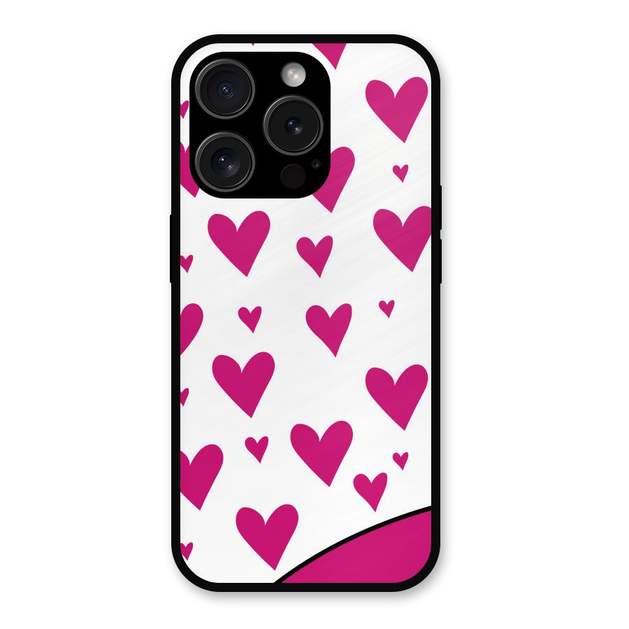 Romantic Couples with Hearts Metal Back Case for iPhone 15 Pro