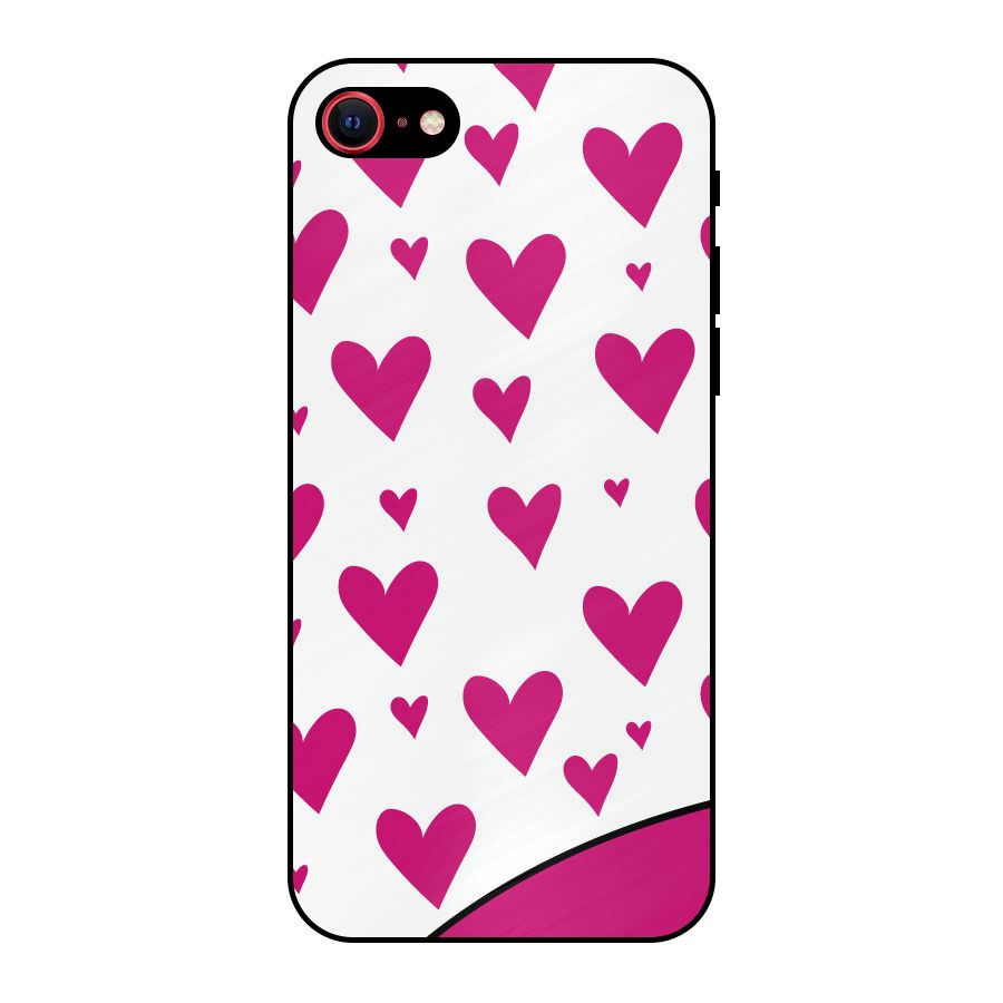 Romantic Couples with Hearts Metal Back Case for iPhone 7
