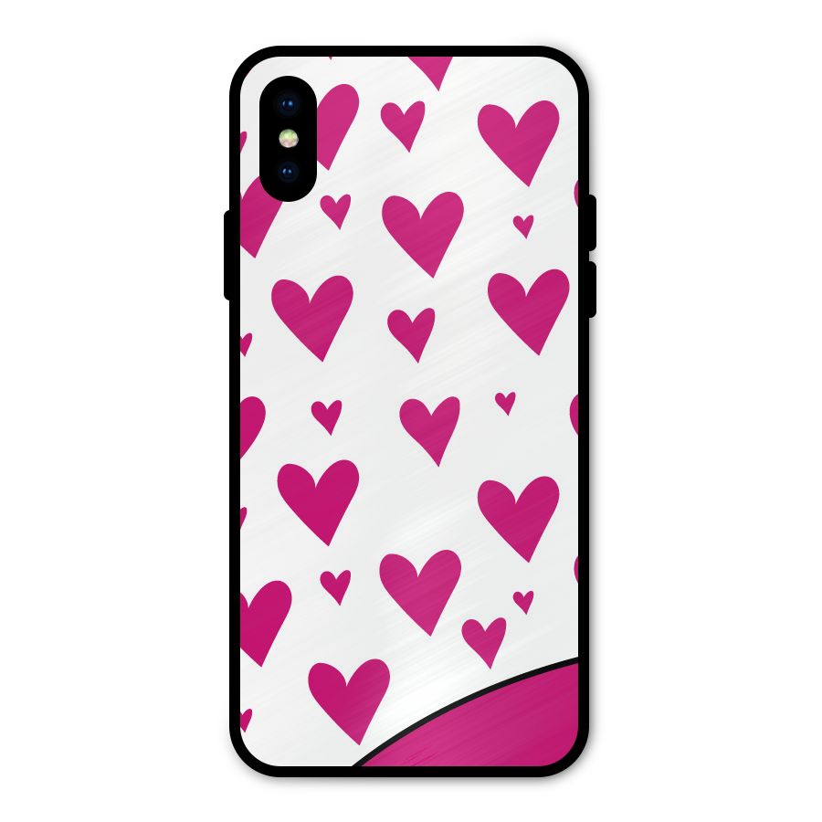 Romantic Couples with Hearts Metal Back Case for iPhone X