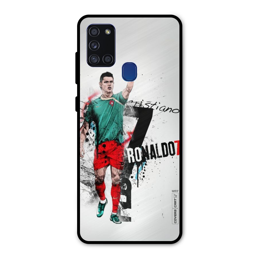 Ronaldo In Portugal Jersey Metal Back Case for Galaxy A21s
