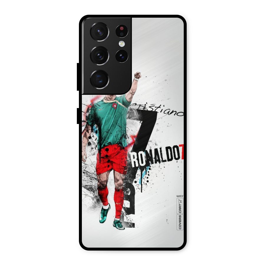 Ronaldo In Portugal Jersey Metal Back Case for Galaxy S21 Ultra 5G