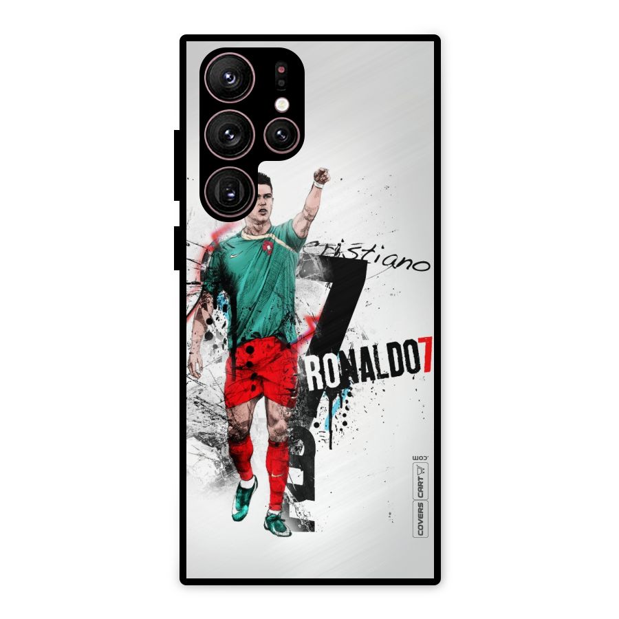 Ronaldo In Portugal Jersey Metal Back Case for Galaxy S22 Ultra 5G