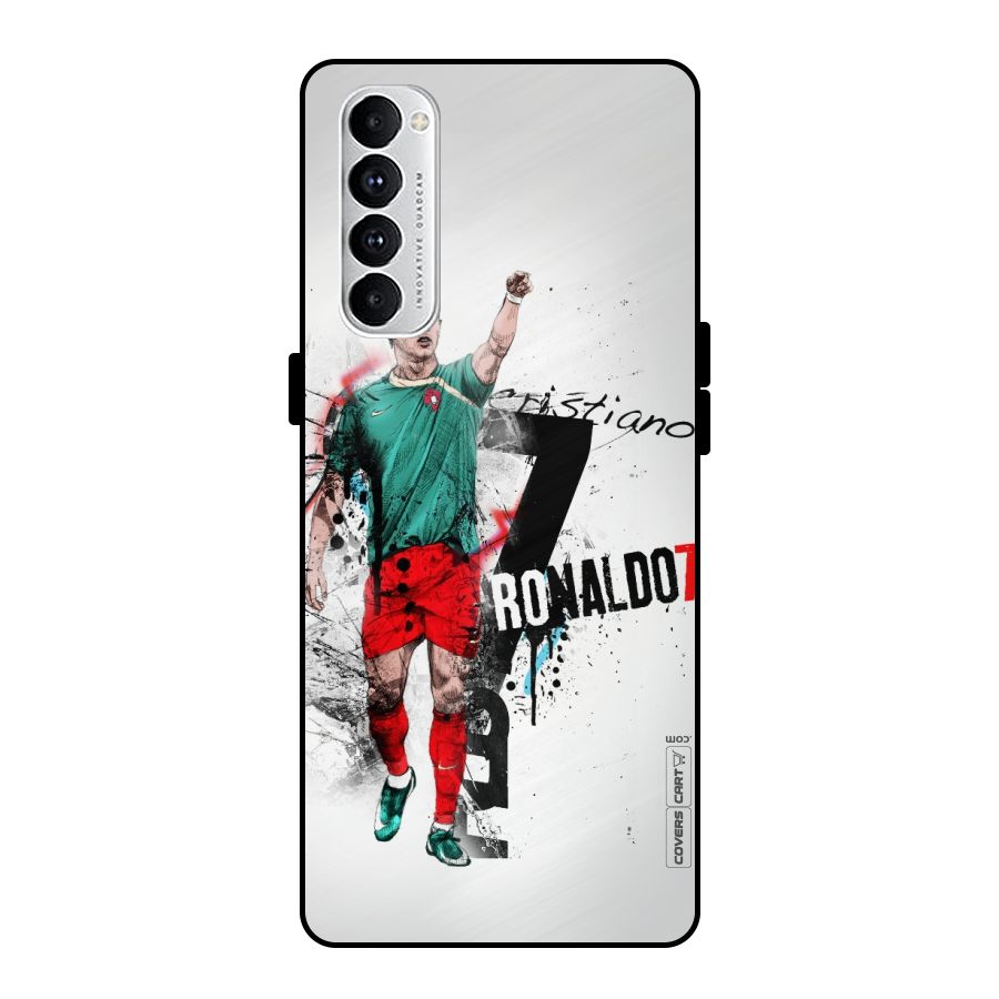 Ronaldo In Portugal Jersey Metal Back Case for Oppo Reno4 Pro
