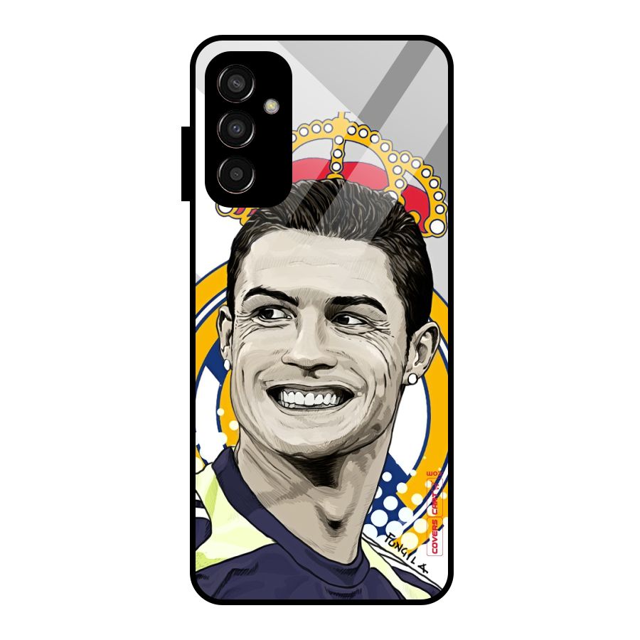 Ronaldo Madrid King Glass Back Case for Galaxy F13
