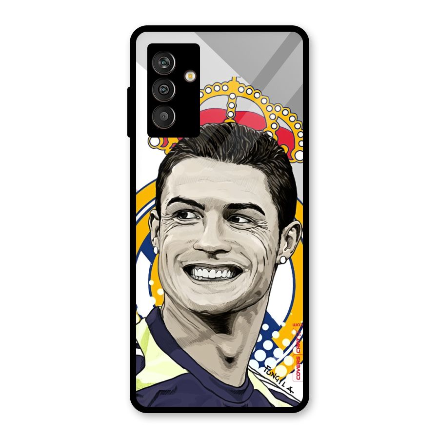 Ronaldo Madrid King Glass Back Case for Galaxy M13