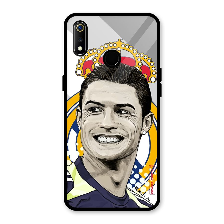 Ronaldo Madrid King Glass Back Case for Realme 3i