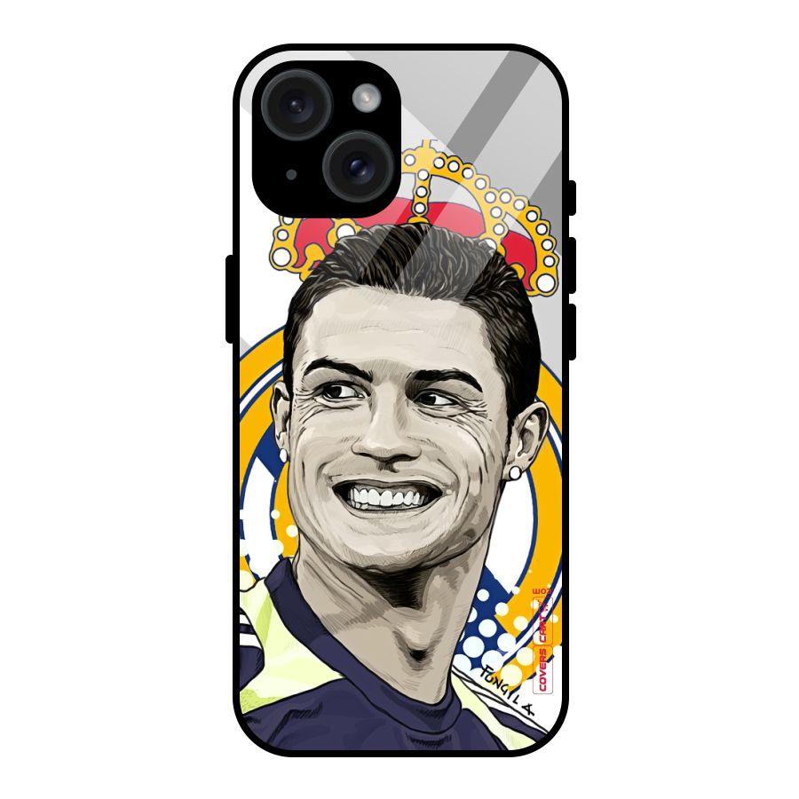 Ronaldo Madrid King Glass Back Case for iPhone 15