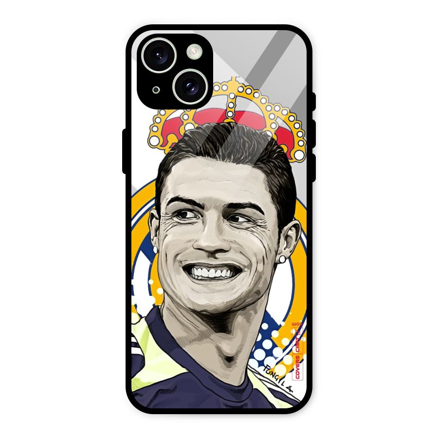 Ronaldo Madrid King Glass Back Case for iPhone 15 Plus