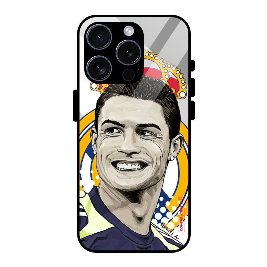 Ronaldo Madrid King Glass Back Case for iPhone 15 Pro