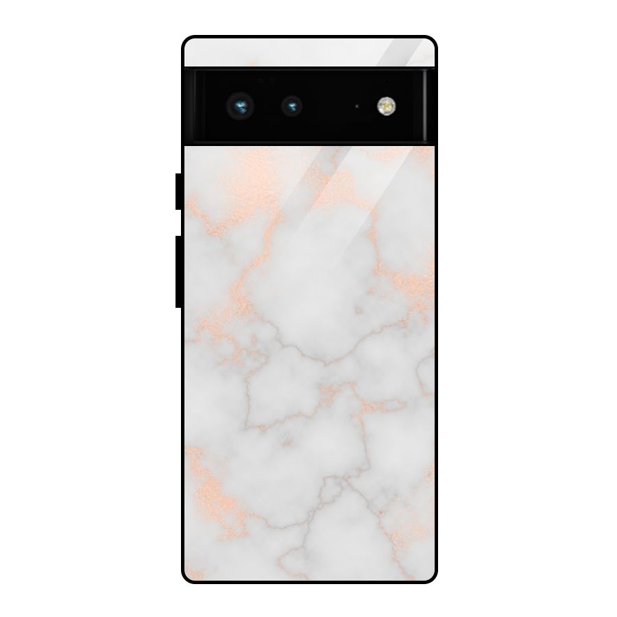 RoseGold Marble Glass Back Case for Google Pixel 6