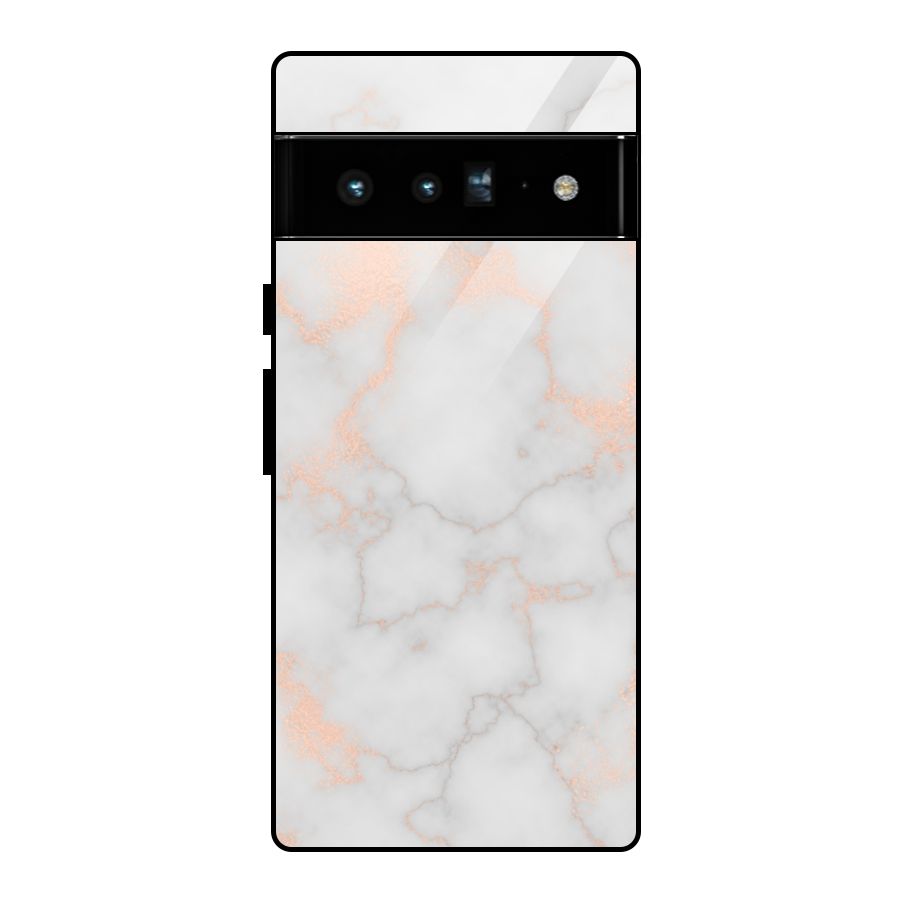 RoseGold Marble Glass Back Case for Google Pixel 6 Pro
