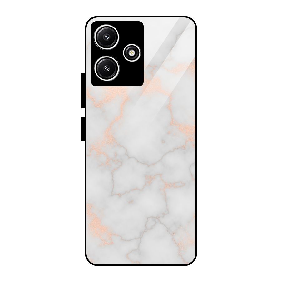 RoseGold Marble Glass Back Case for Poco M6 Pro