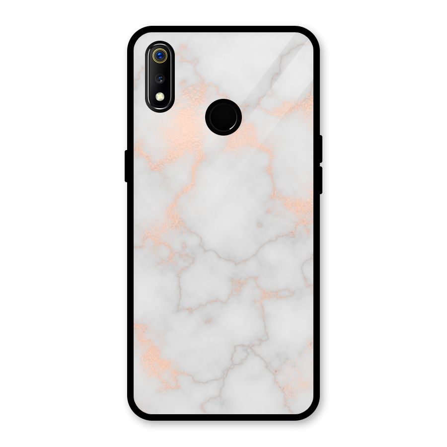 RoseGold Marble Glass Back Case for Realme 3