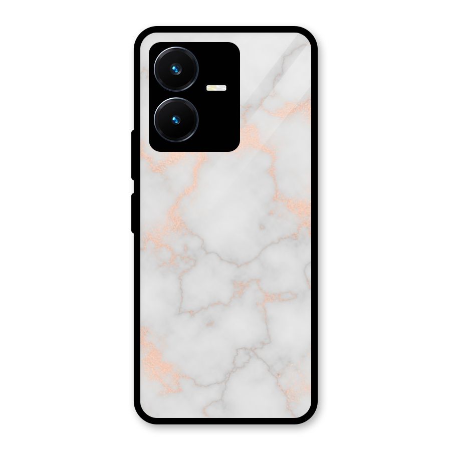 RoseGold Marble Glass Back Case for Vivo Y22s