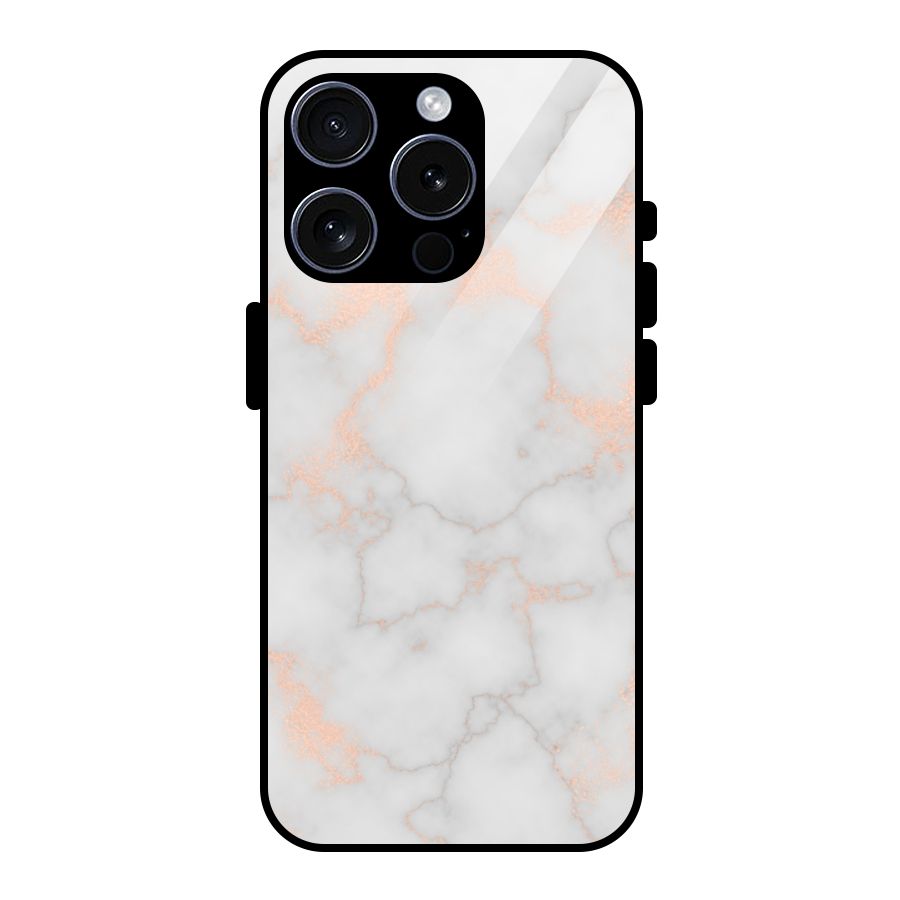 RoseGold Marble Glass Back Case for iPhone 15 Pro