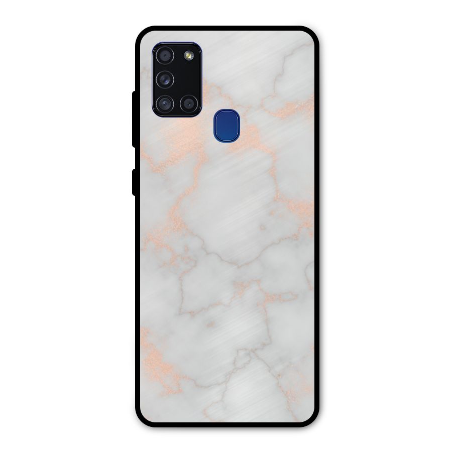 RoseGold Marble Metal Back Case for Galaxy A21s