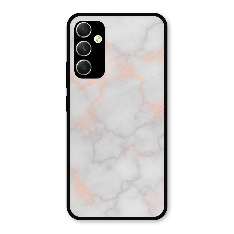 RoseGold Marble Metal Back Case for Galaxy A34