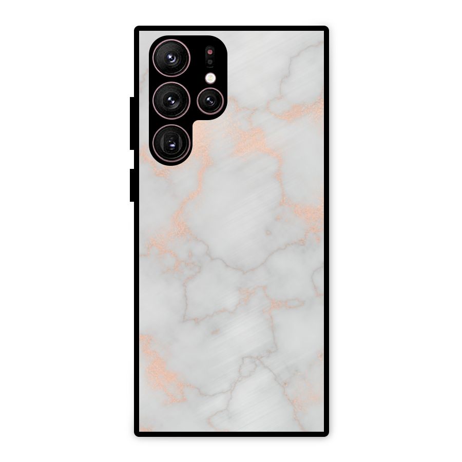 RoseGold Marble Metal Back Case for Galaxy S22 Ultra 5G