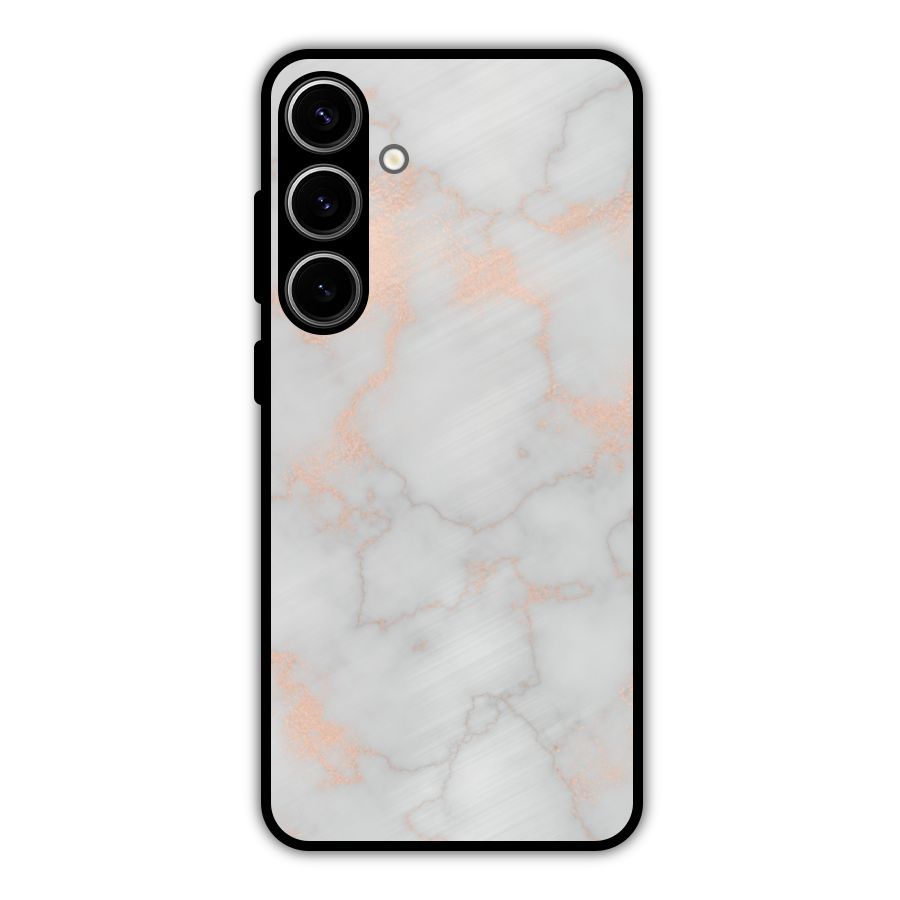 RoseGold Marble Metal Back Case for Galaxy S24 Plus