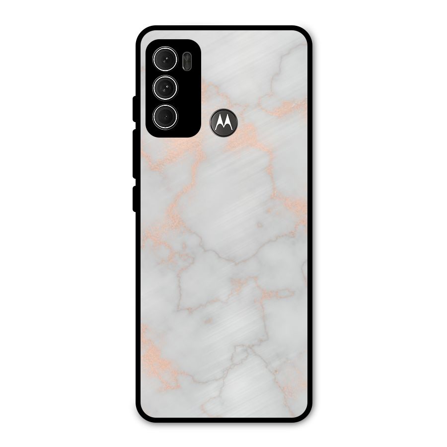 RoseGold Marble Metal Back Case for Moto G60
