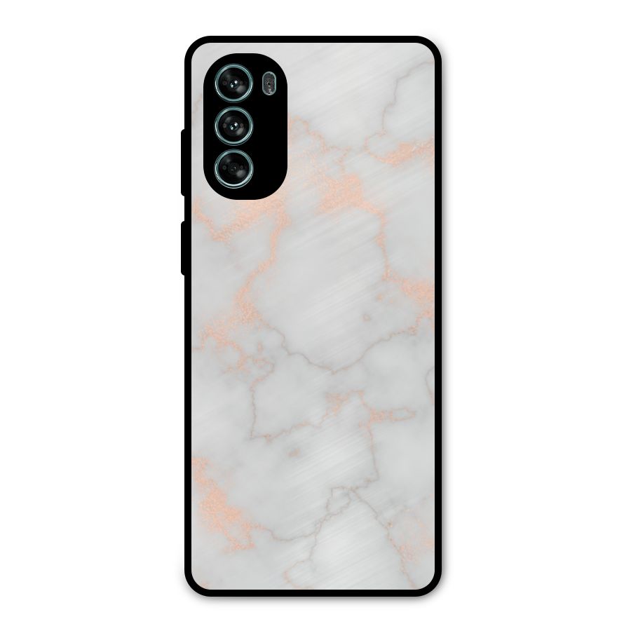 RoseGold Marble Metal Back Case for Moto G62
