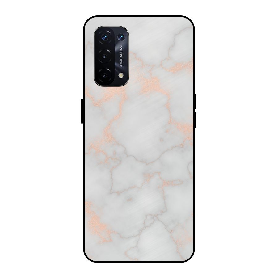 RoseGold Marble Metal Back Case for Oppo A74 5G