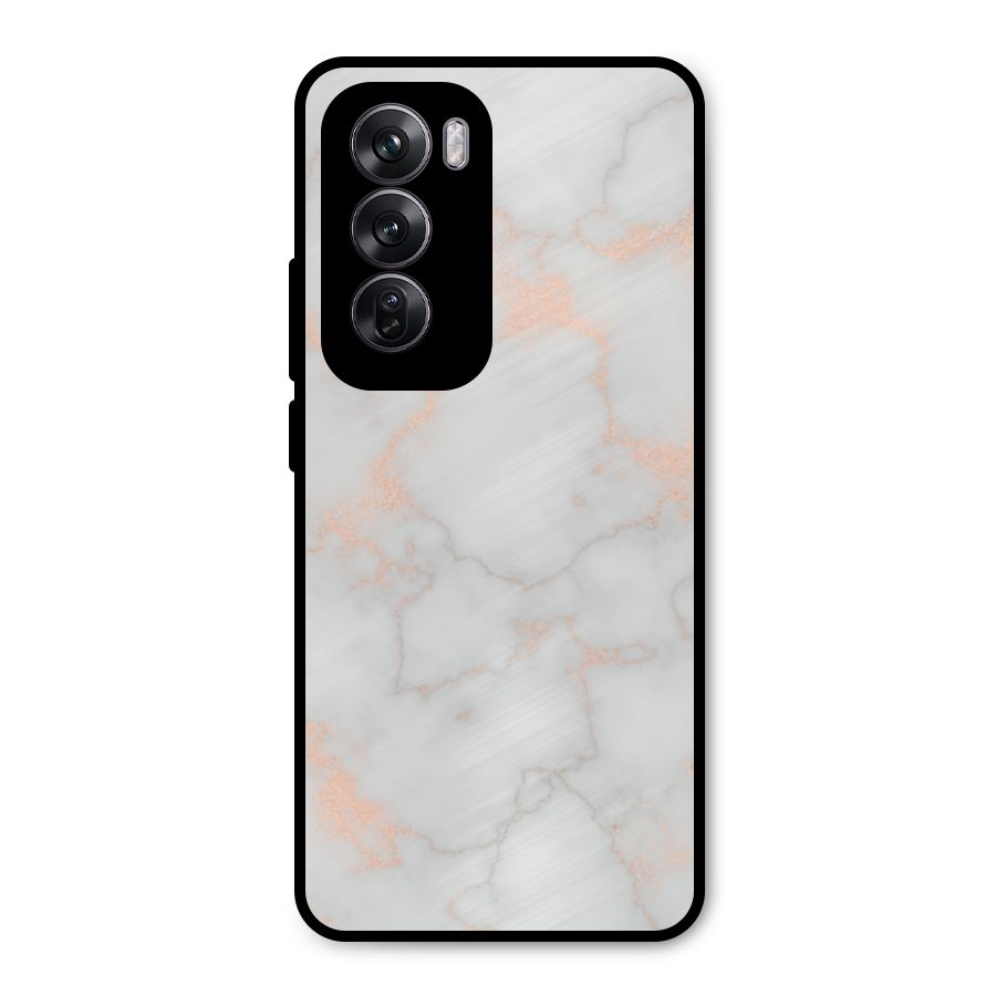RoseGold Marble Metal Back Case for Oppo Reno12 Pro