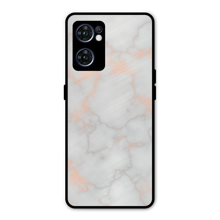 RoseGold Marble Metal Back Case for Oppo Reno7 5G