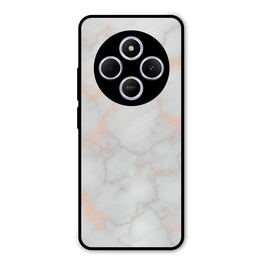 RoseGold Marble Metal Back Case for Poco M7
