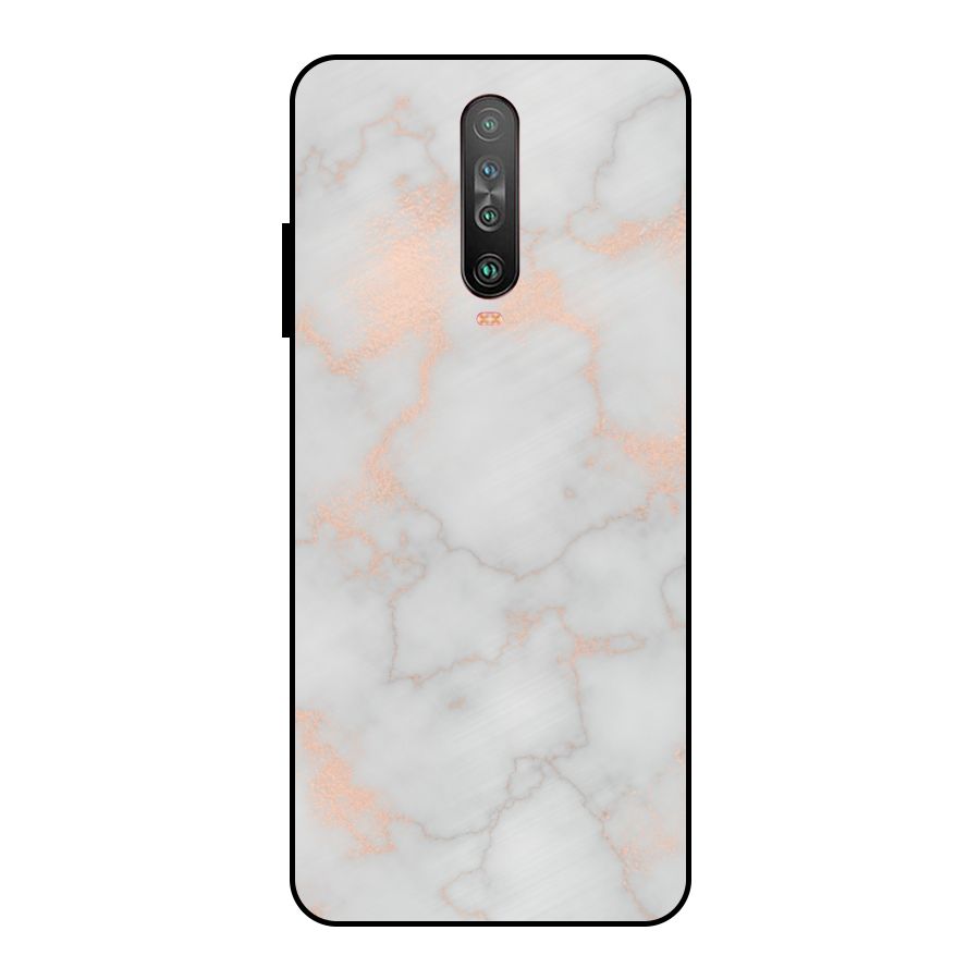 RoseGold Marble Metal Back Case for Poco X2