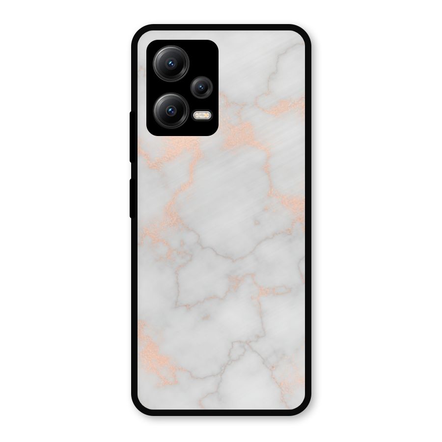 RoseGold Marble Metal Back Case for Poco X5