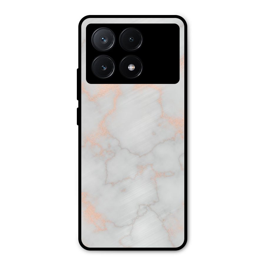 RoseGold Marble Metal Back Case for Poco X6 Pro