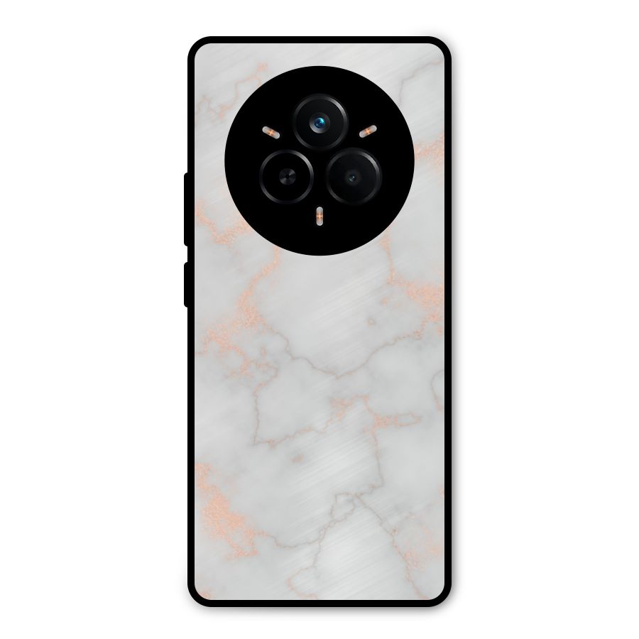 RoseGold Marble Metal Back Case for Realme 14 Pro