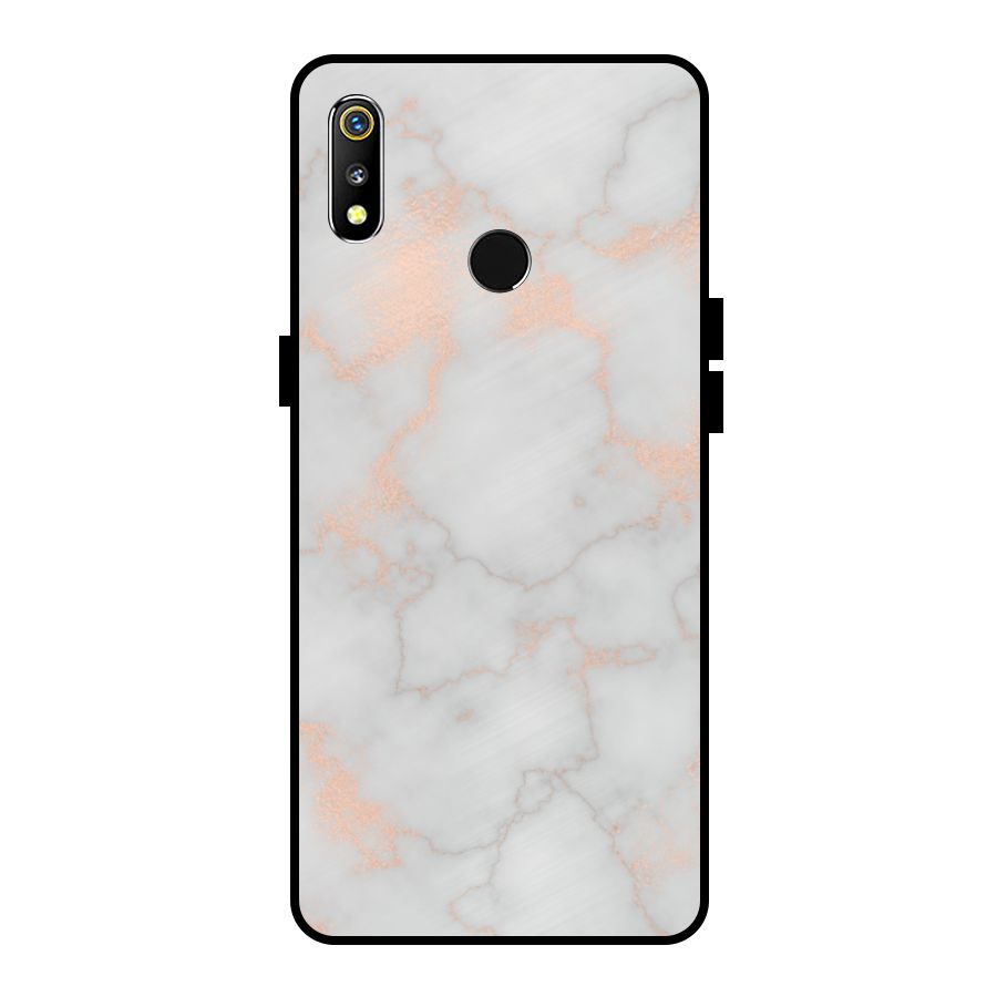 RoseGold Marble Metal Back Case for Realme 3