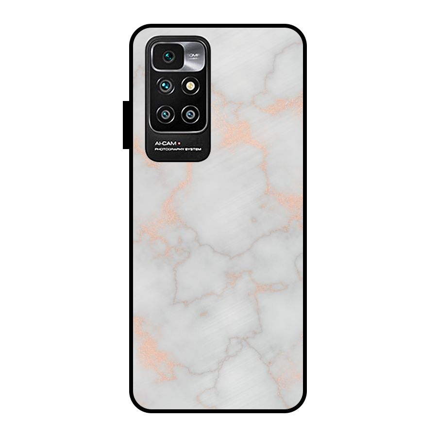 RoseGold Marble Metal Back Case for Redmi 10 Prime