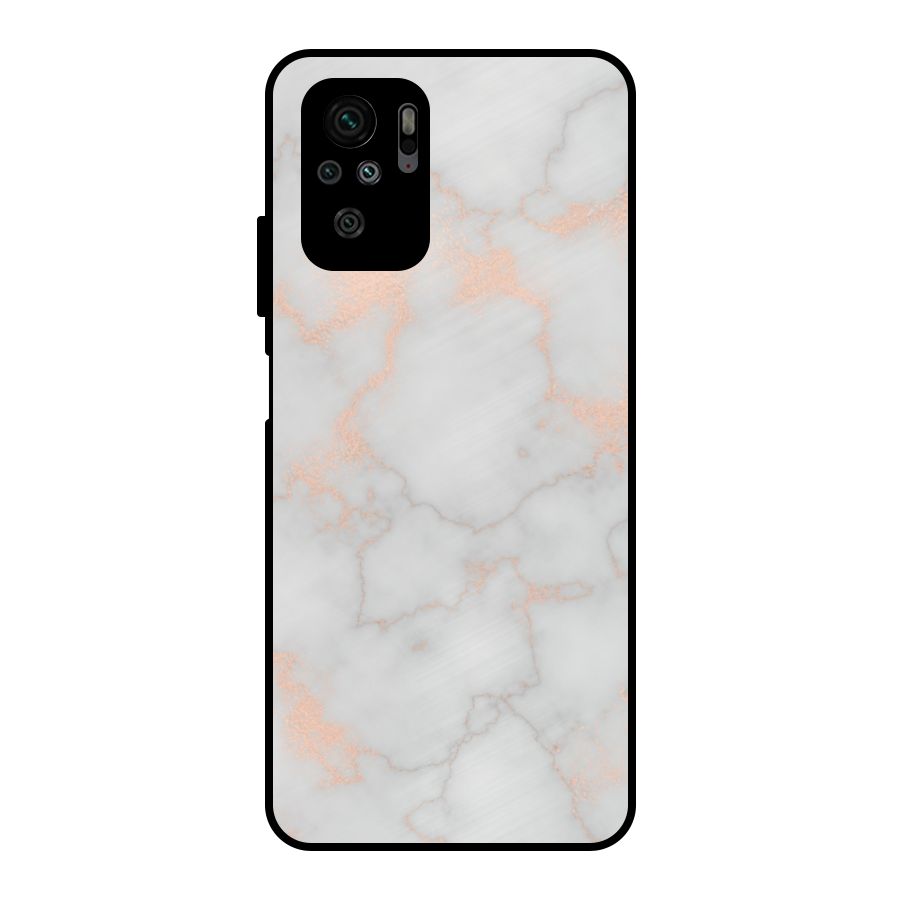 RoseGold Marble Metal Back Case for Redmi Note 10S