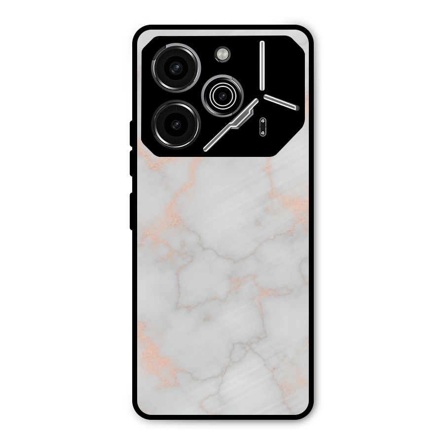 RoseGold Marble Metal Back Case for Tecno Pova 6 Pro