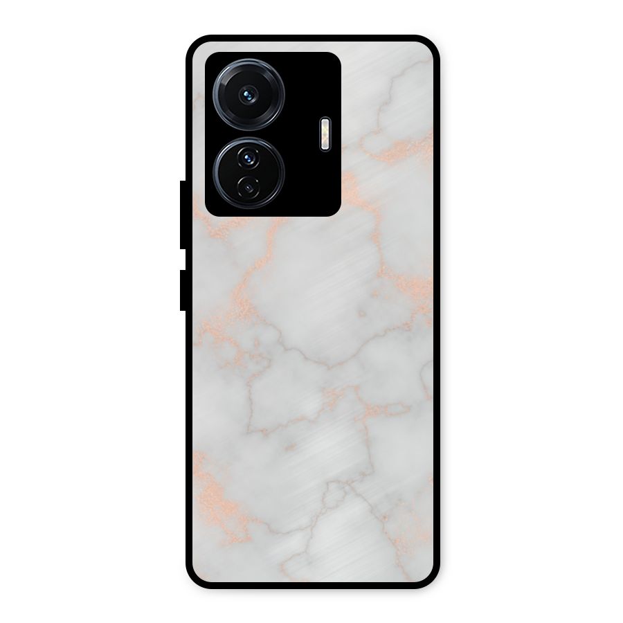 RoseGold Marble Metal Back Case for Vivo T1 Pro
