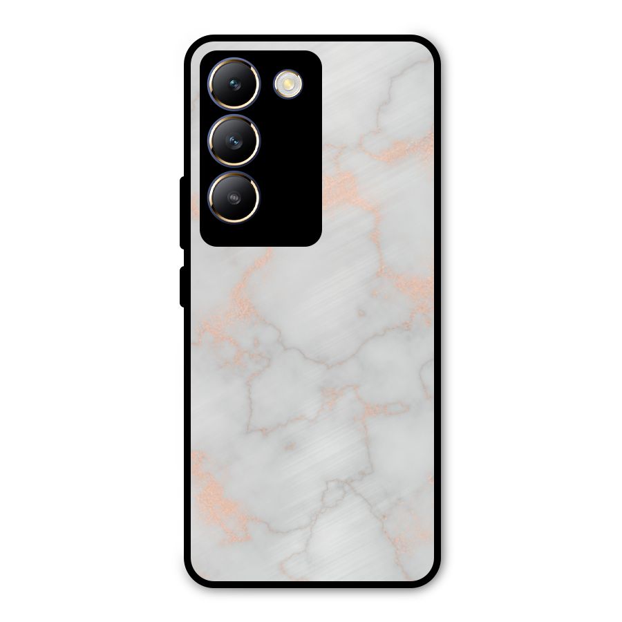 RoseGold Marble Metal Back Case for Vivo T3 5G